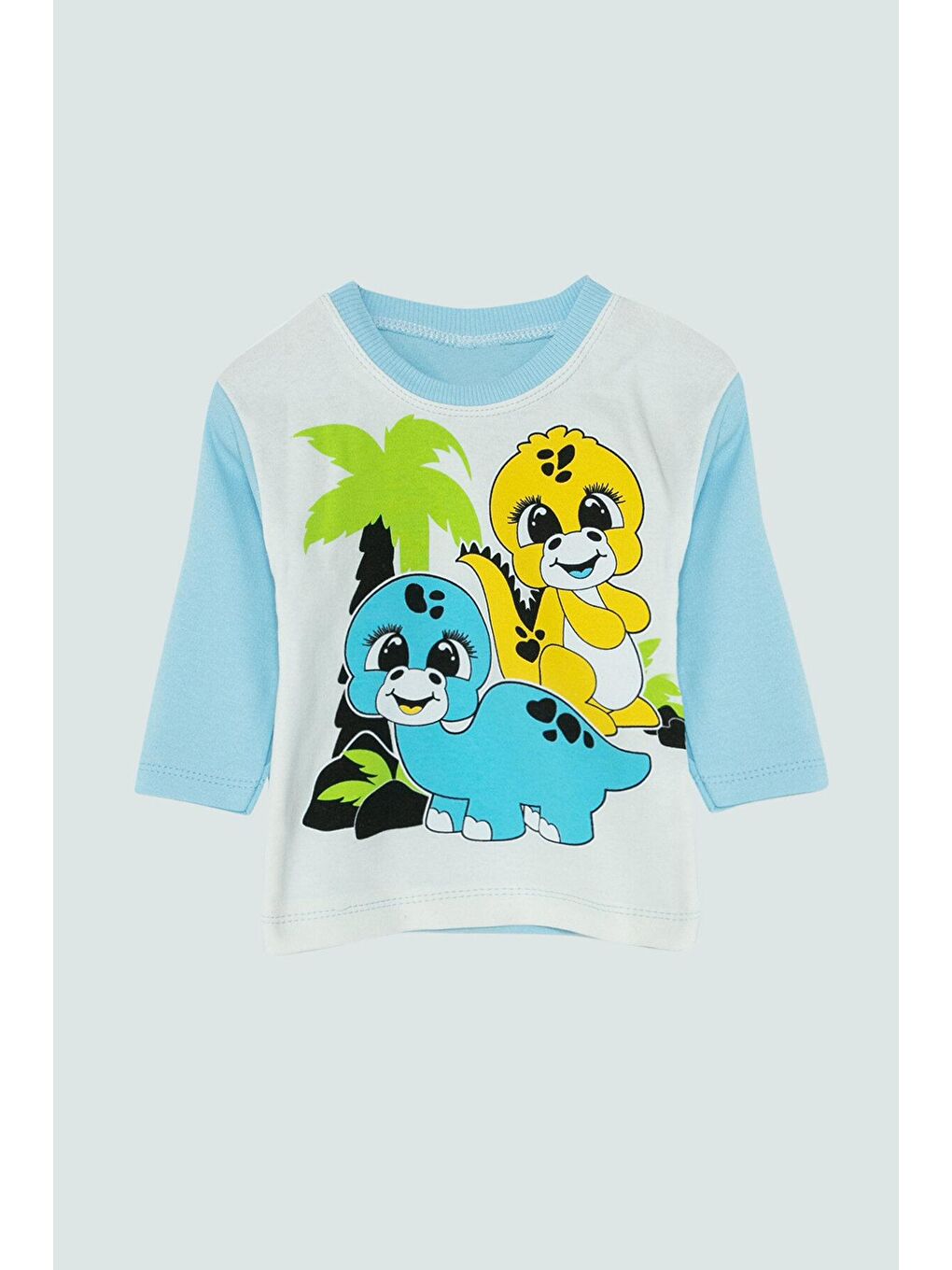 JackandRoy Mavi Dinozor Baskılı Erkek Bebek Pijama Takımı - 1