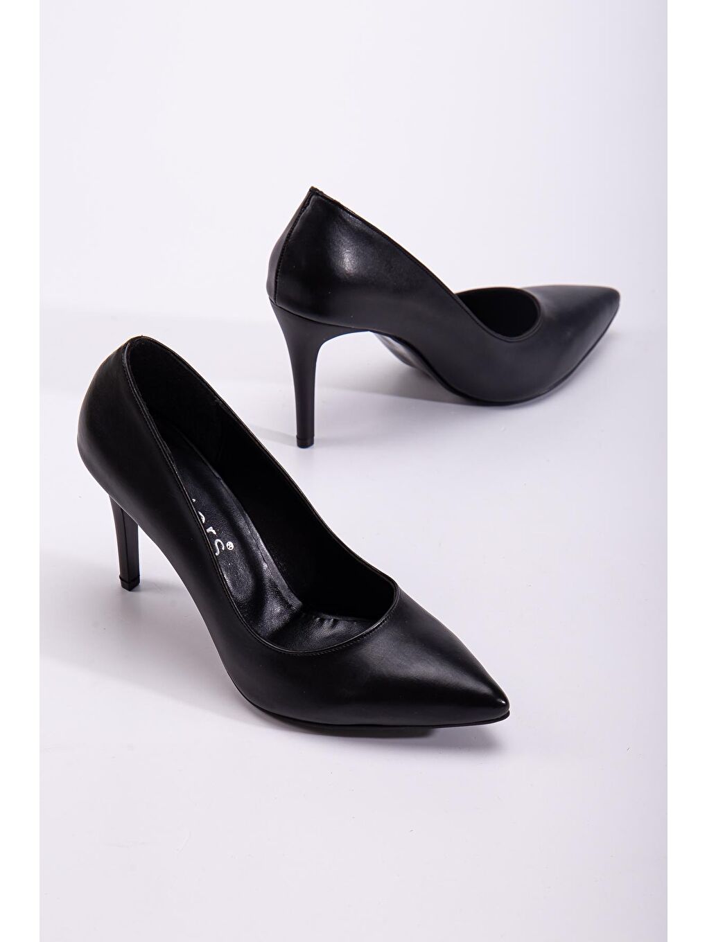 Siyah D063   Kadın İnce Klasik Topuklu Stileto Ayakkabı-4