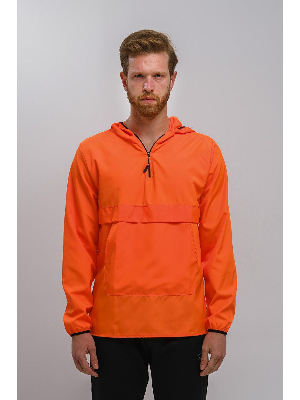 Turuncu Ruggiero Slim Fit Yarım Fermuarlı İnce Astarsız Unisex Yağmurluk Mont-1