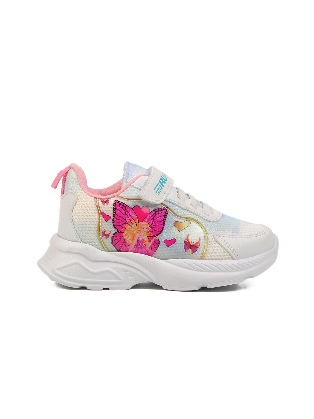 Beyaz Mavi Fileli Cırtlı Unisex Çocuk Spor Ayakkabı Ruffon P