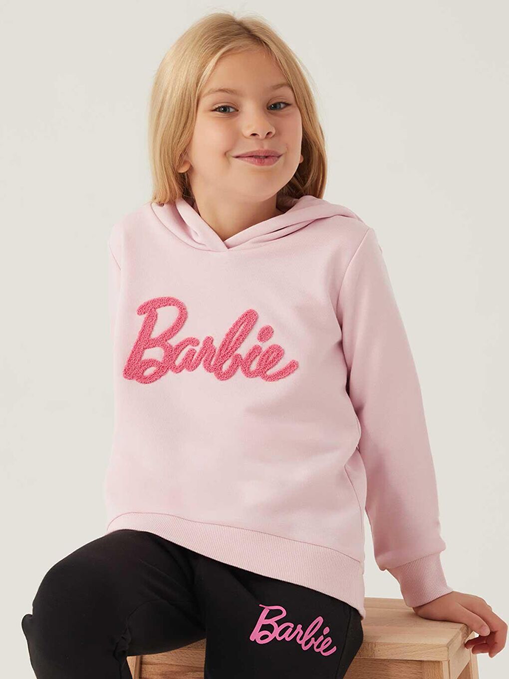 Civil Açık Pembe Barbie Kız Çocuk Kapüşonlu Sweatshirt 3-7 Yaş Toz Pembe - 2