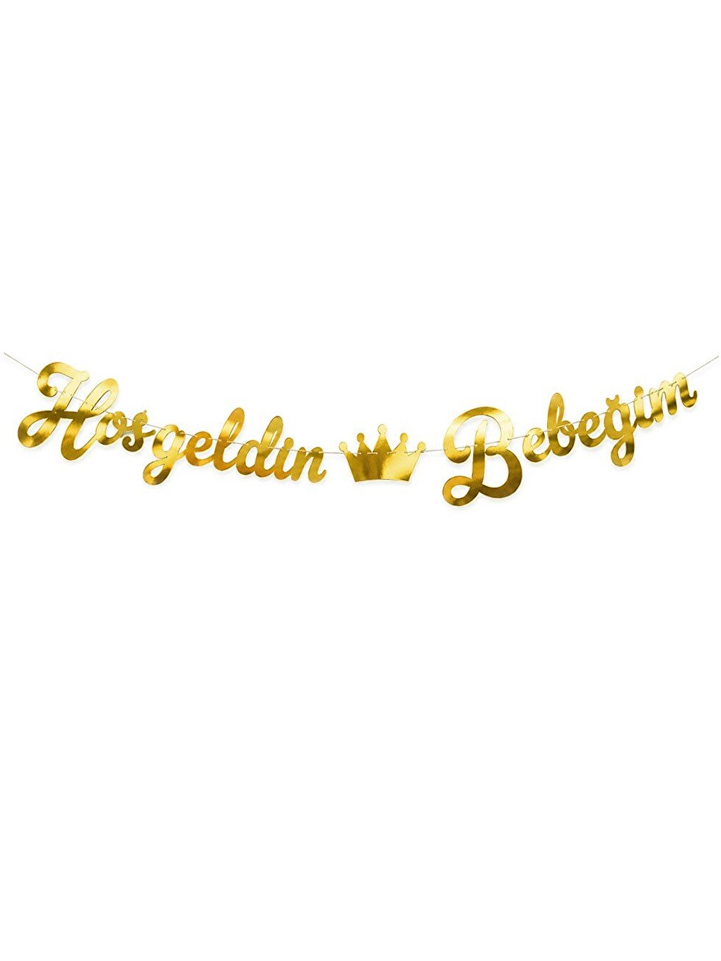 Sarı Hoşgeldin Bebeğim Yazılı Kaligrafi Banner Dekoratif Süs Altın-1