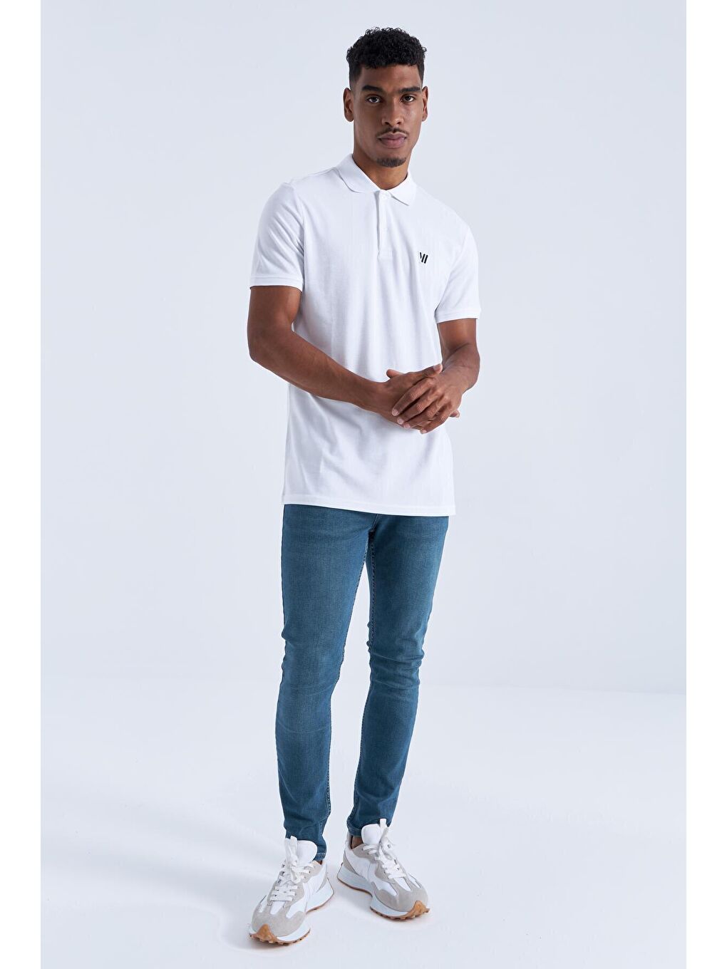 TOMMYLIFE Beyaz Basic Göğüs Logolu Standart Kalıp Triko Polo Yaka Erkek T-Shirt - 87768 - 2