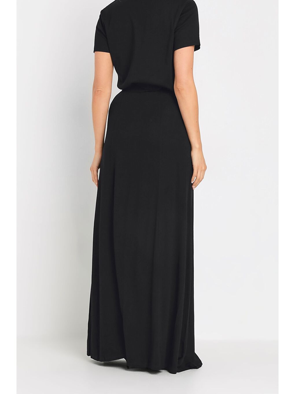 Siyah Büyük Beden Cepli Elastanlı Uzun Etek 194938-4