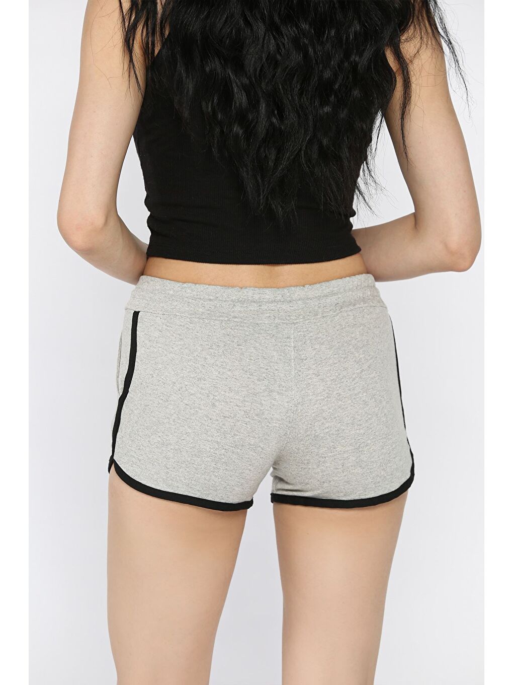 Gri Baskılı Kadın Mini Şort-1