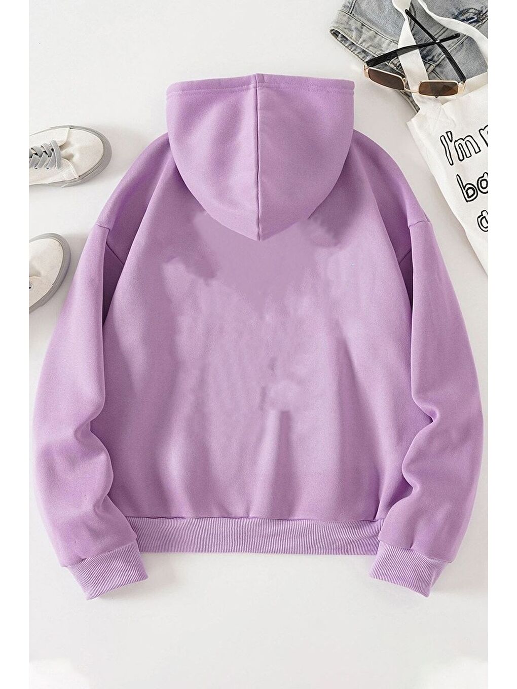 uyguntarz Lila Unisex Tüy Baskılı Sweatshirt - 1