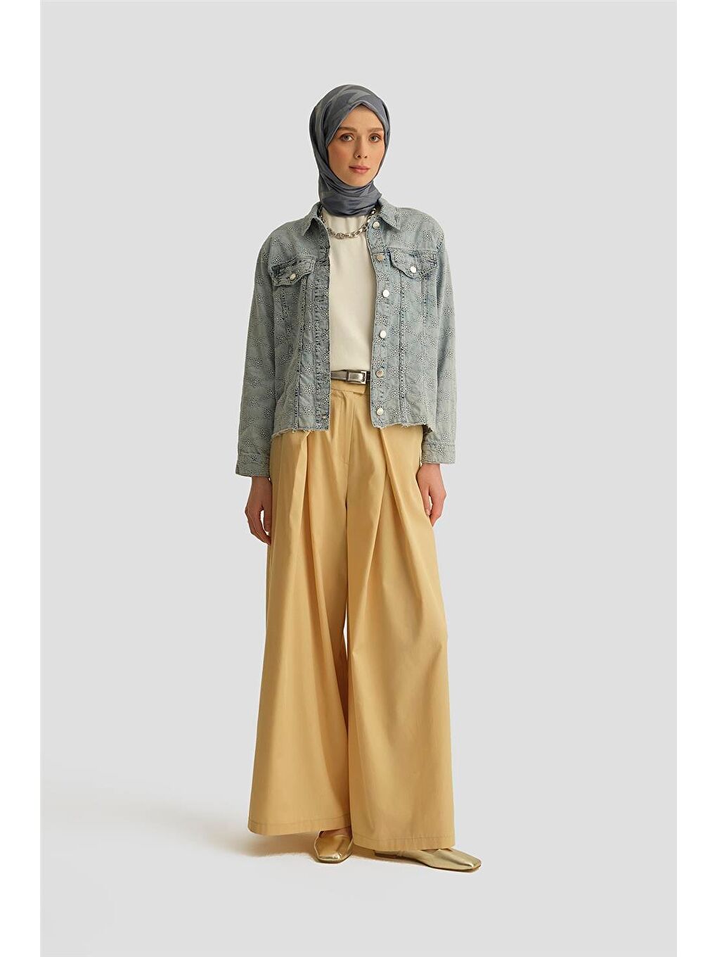 Fisto İşlemeli Denim Ceket 25Yd9119 Mavi-1