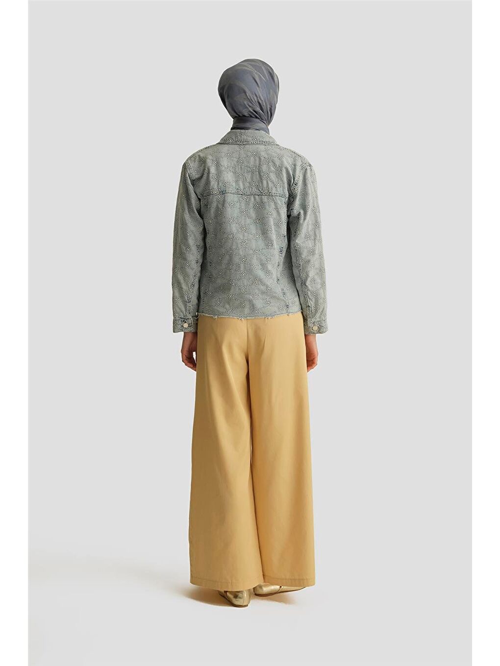 Fisto İşlemeli Denim Ceket 25Yd9119 Mavi-4