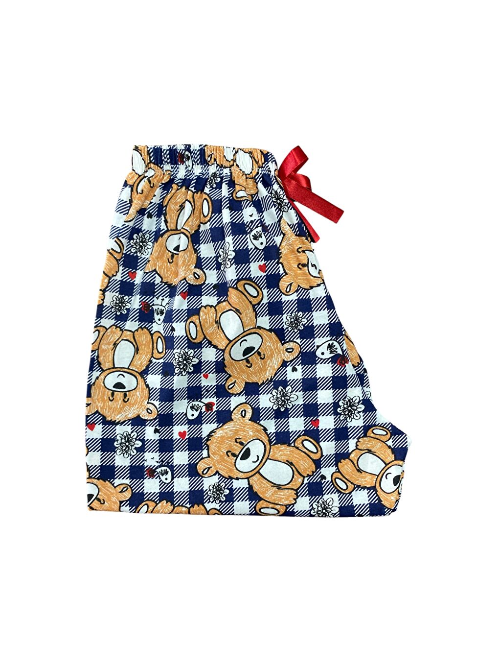 Kadın Lacivert Ayıcık Pamuklu Lastikli Rahat Kapri Pijama Altı-3