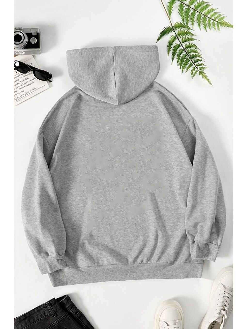 uyguntarz Gri Unisex Tüy Baskılı Sweatshirt - 1