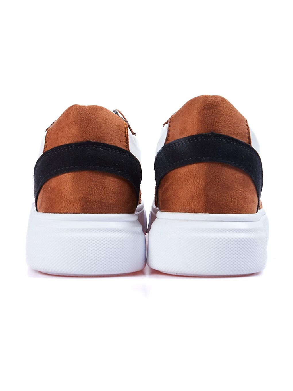 Beyaz - Taba Bağcıklı Suni Deri Detaylı Erkek Spor Ayakkabı - 89109-1