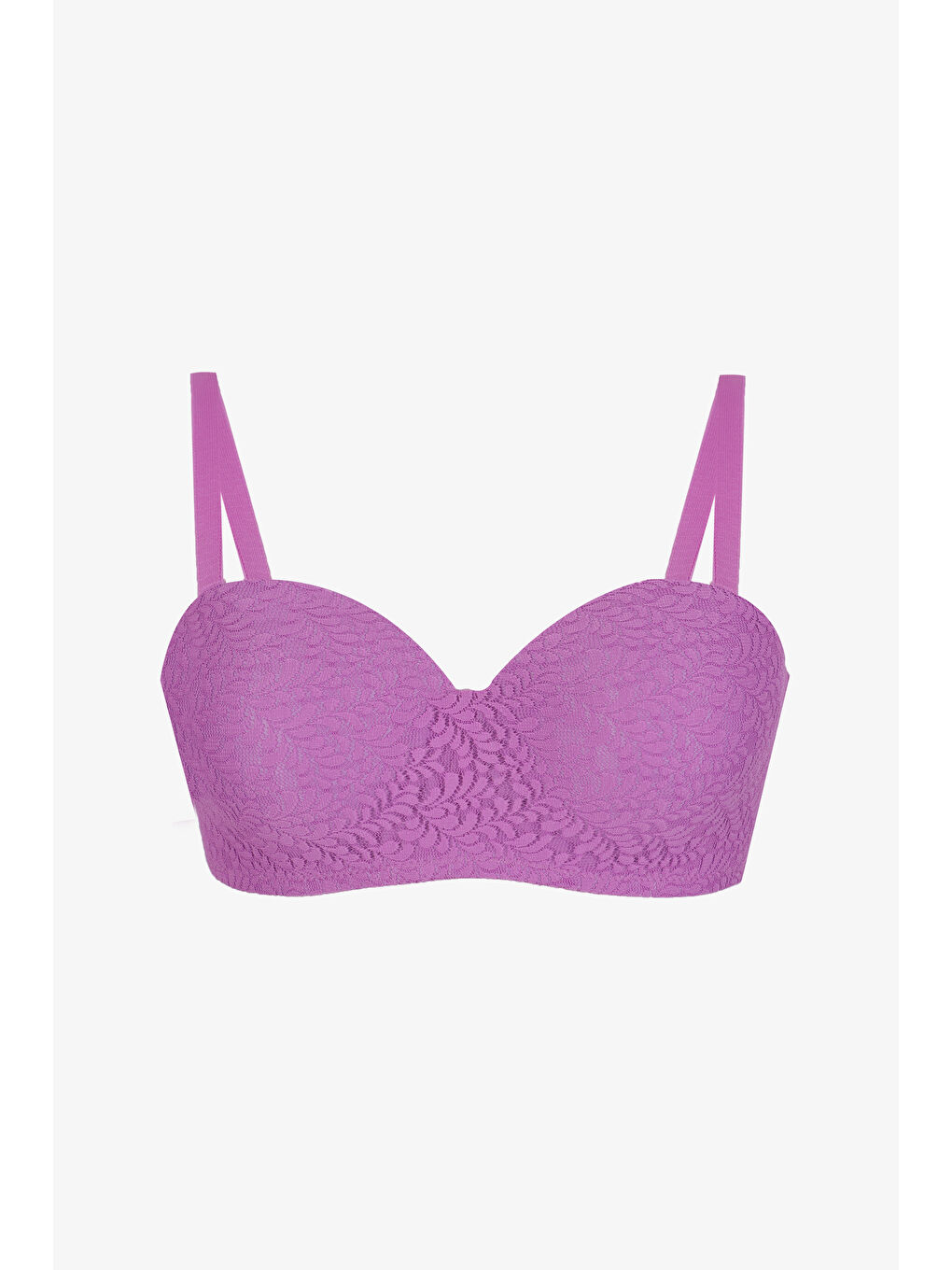 Pembe Kadın Dolgusuz Lez Dantelli Desteksiz Straplez Sütyen-1