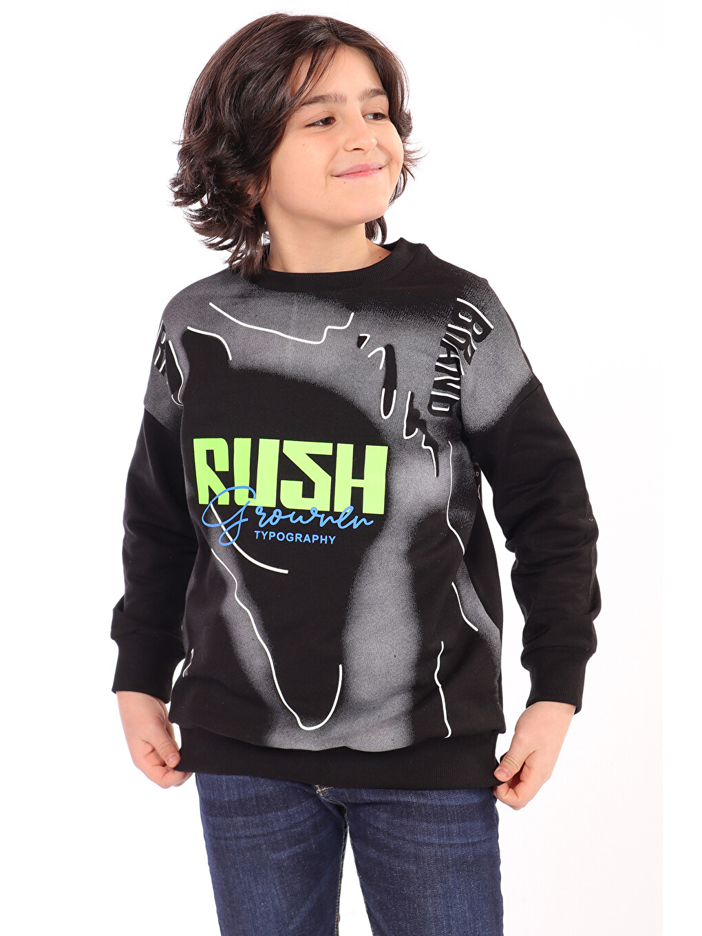 Lacivert Erkek Çocuk Baskılı Sweatshirt-6