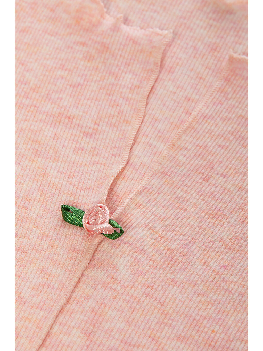 Pembe Kadın Pamuklu 3'lü Yeşil Fiyonklu Kaşkorse Pijama Takımı-4