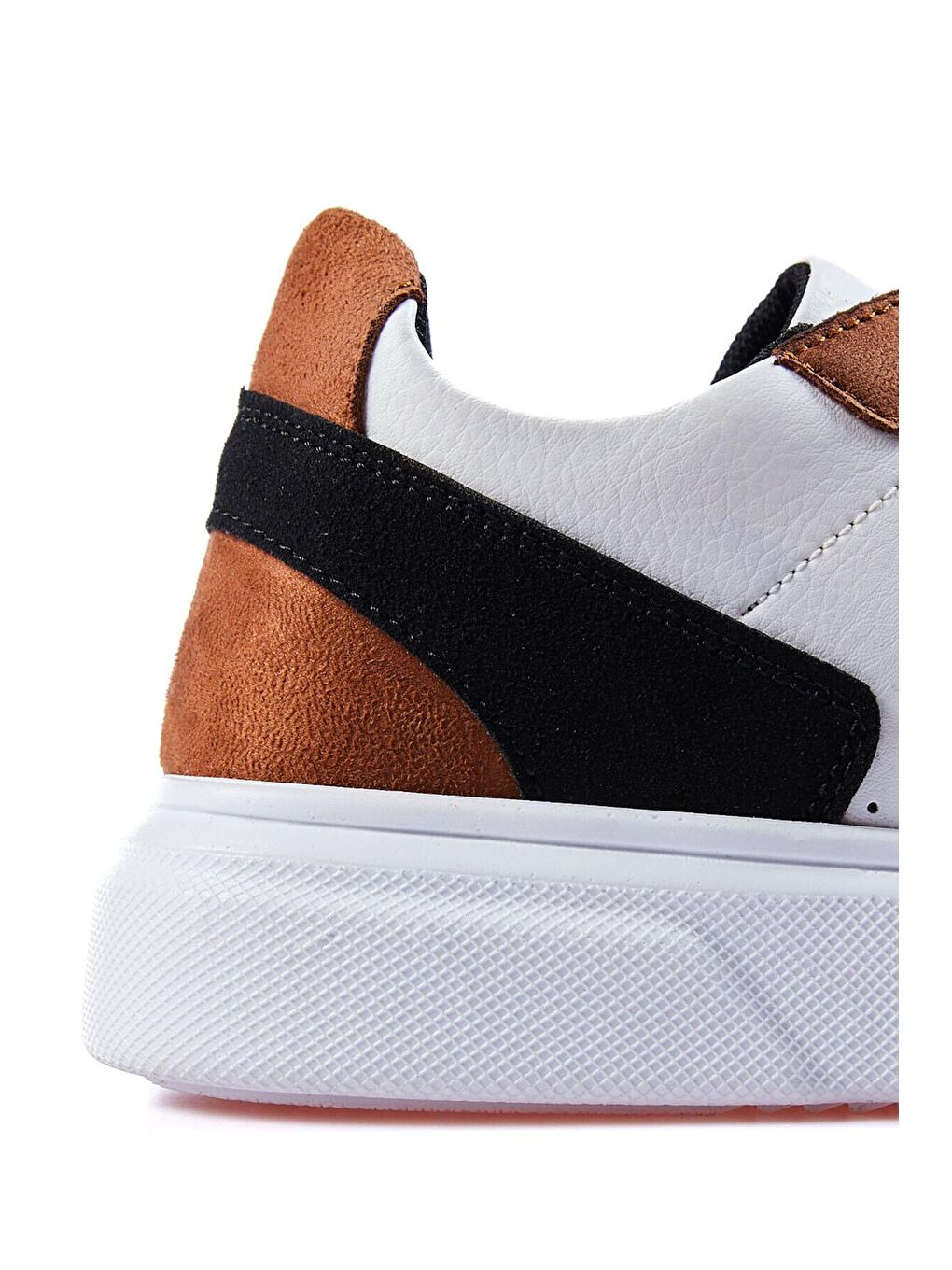 Beyaz - Taba Bağcıklı Suni Deri Detaylı Erkek Spor Ayakkabı - 89109-4