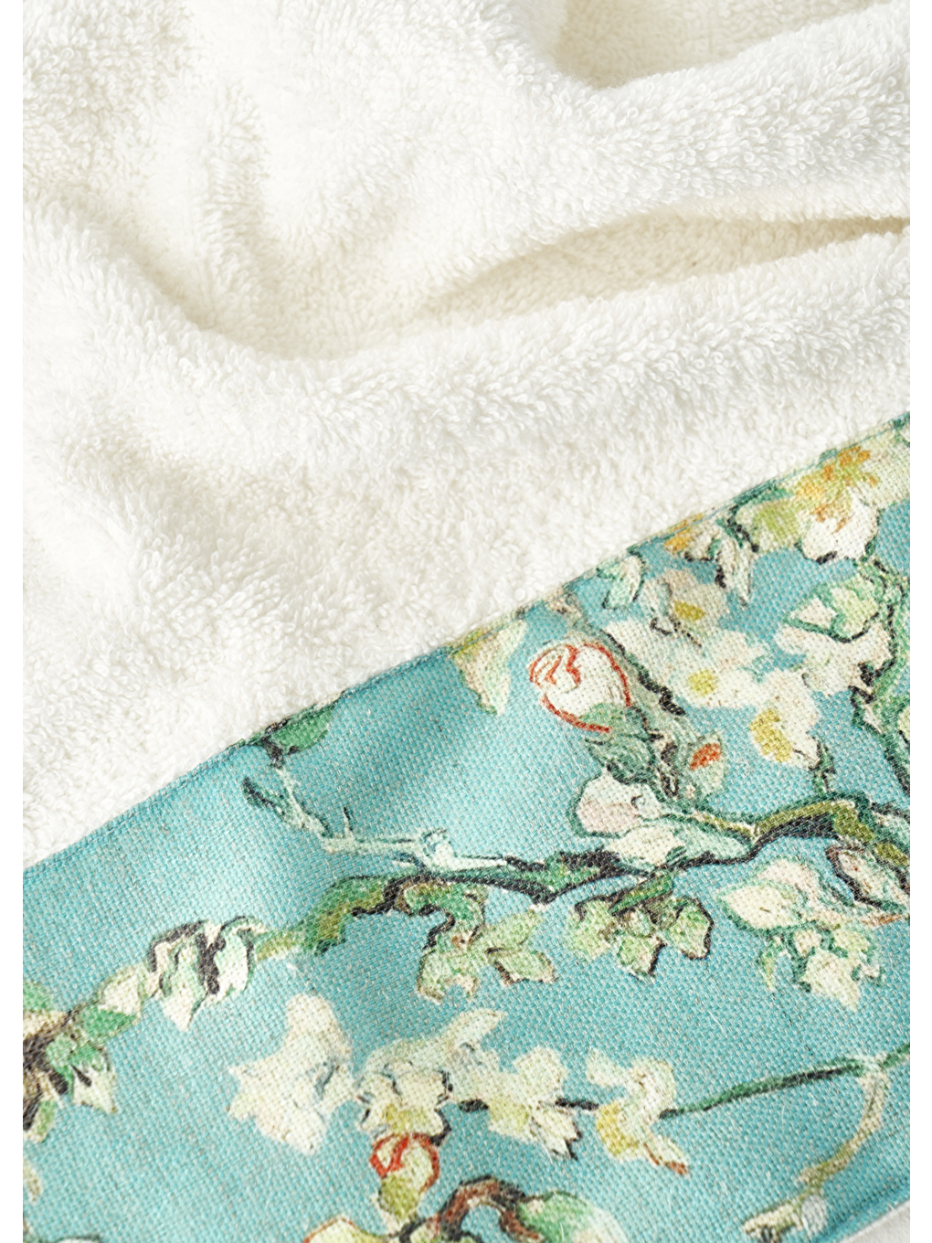 %100 Pamuk Van Gogh Almond Blossom El Havlusu Turkuaz (30x50 Cm)-3