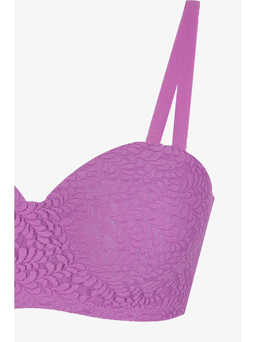 Pembe Kadın Dolgusuz Lez Dantelli Desteksiz Straplez Sütyen