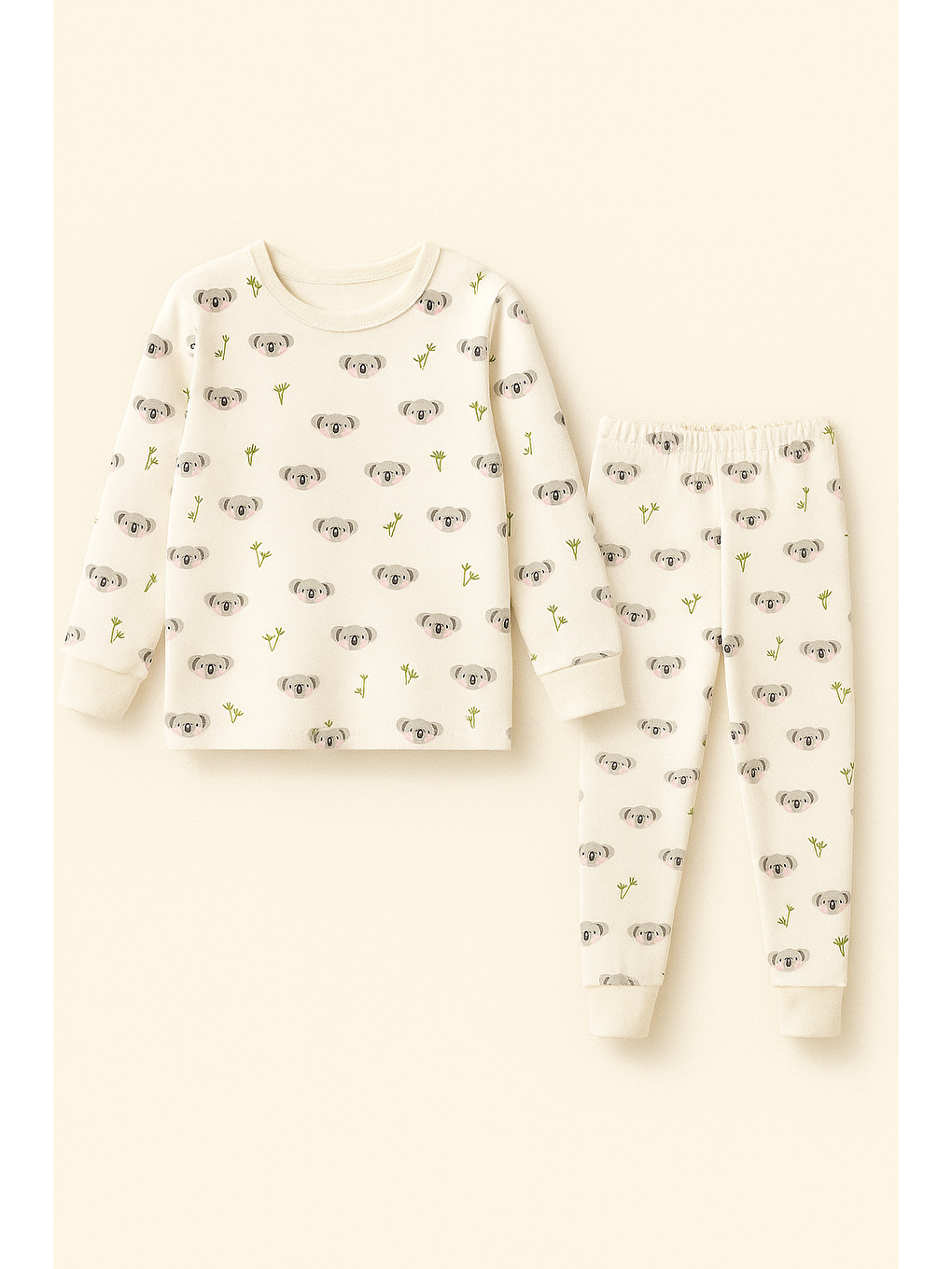 Çocuk Koala Desenli Pijama Takımı Ekru