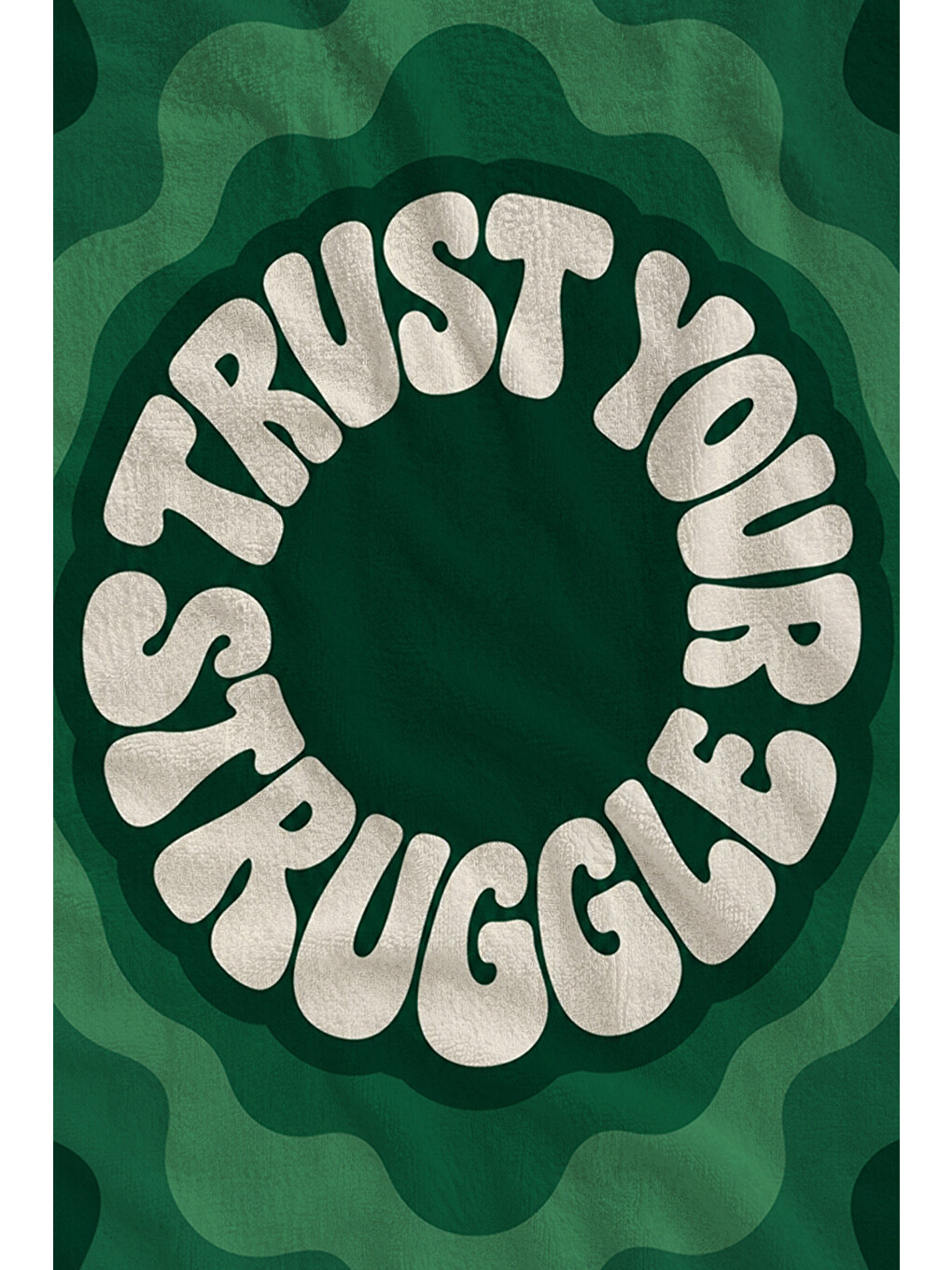 Retro Trust Your Struggle Yeşil Desenli 70x150 Plaj Havlusu - Dijital Baskılı Solmaz Banyo Havlusu-2