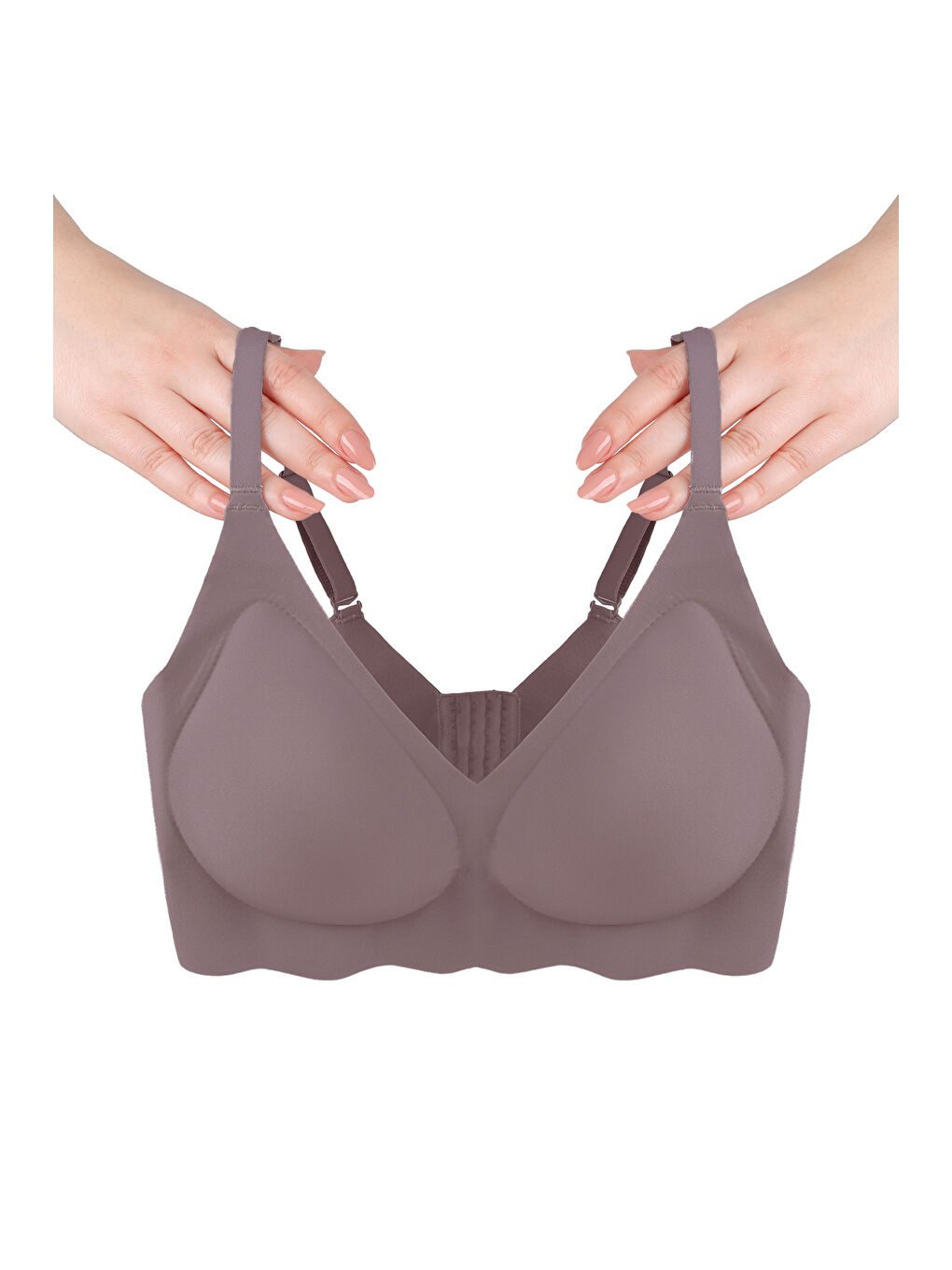 Kahverengi Balensiz Lazer Dikişsiz Görünmez Çıkarılabilir Pedli Sütyen