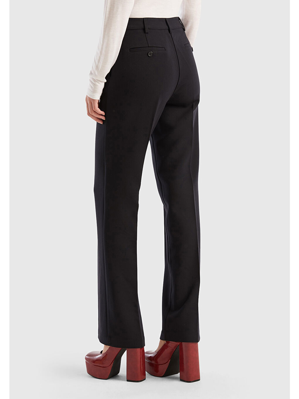 Kadın Siyah Poliviskoz Regular Fit Pantolon-2