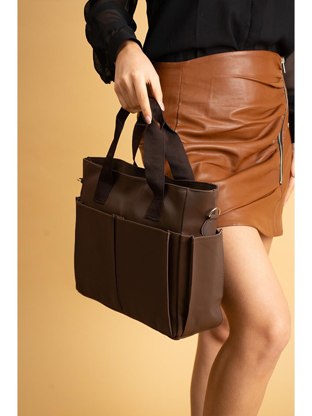 Kahverengi Büyük Boy Çok Bölmeli Kadın Omuz Çantası BAG4298-2