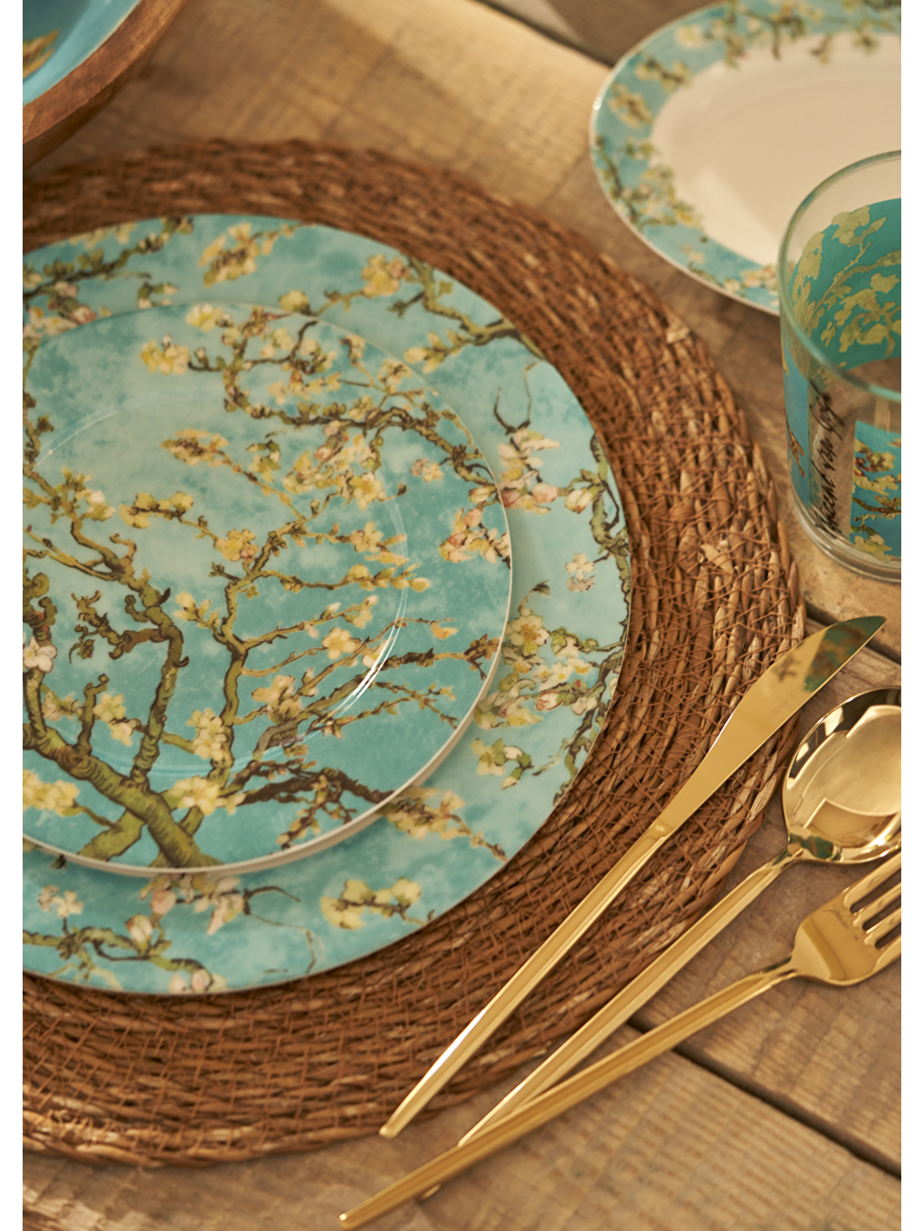 Van Gogh Almond Blossom Porselen Pasta Tabağı Turkuaz (19 Cm)-6