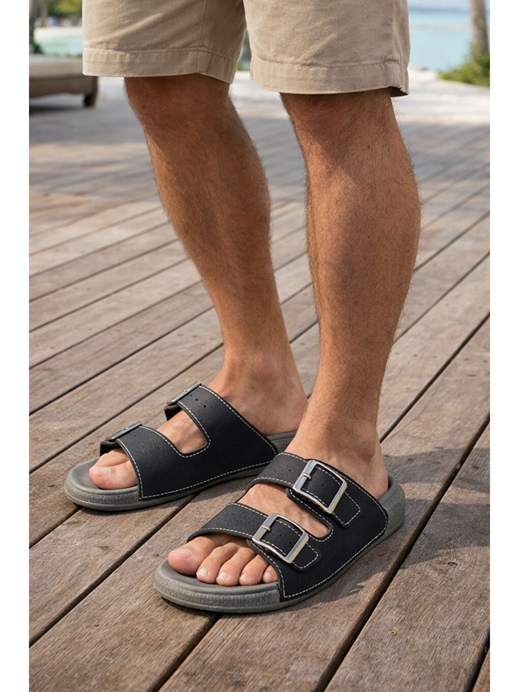 Siyah RANGER Erkek Terlik Dış Mekan ve Ev Terliği-1