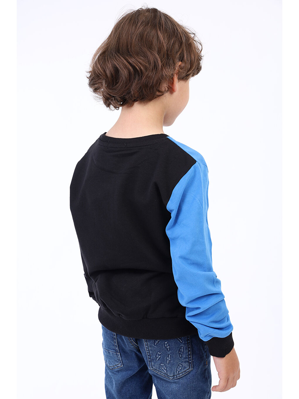 Mavi Erkek Çocuk İki Renkli Baskılı Sweatshirt-1