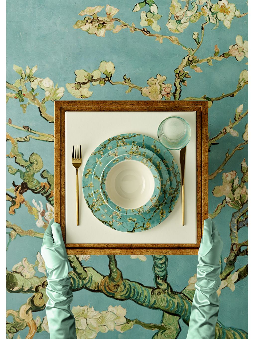 Van Gogh Almond Blossom Porselen Çorba Kasesi Turkuaz (16 Cm)-3