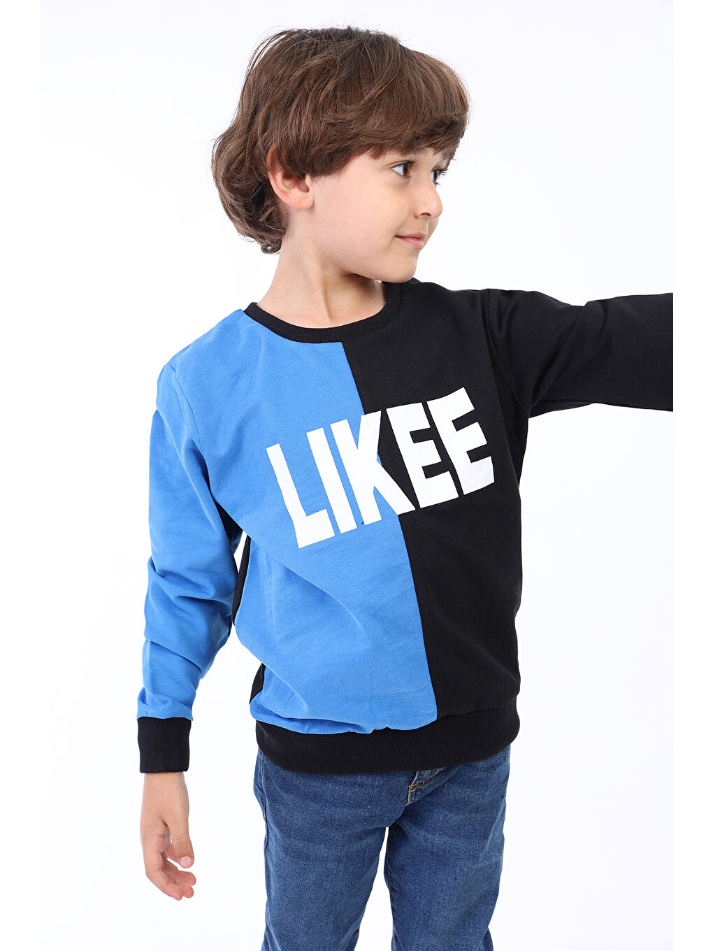 Mavi Erkek Çocuk İki Renkli Baskılı Sweatshirt-2