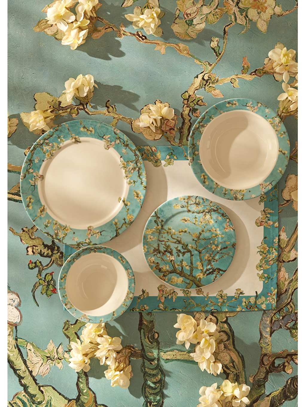 Van Gogh Almond Blossom Porselen Çukur Tabak Turkuaz (21 Cm)-3