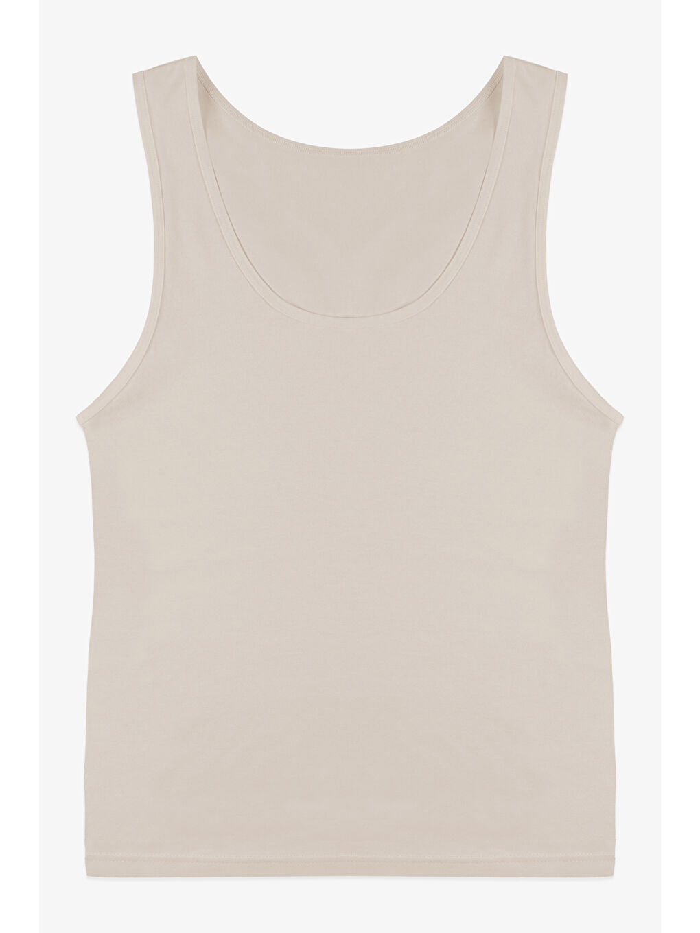 Ekru Kadın Kalın Askılı Pamuklu İkili Atlet-1