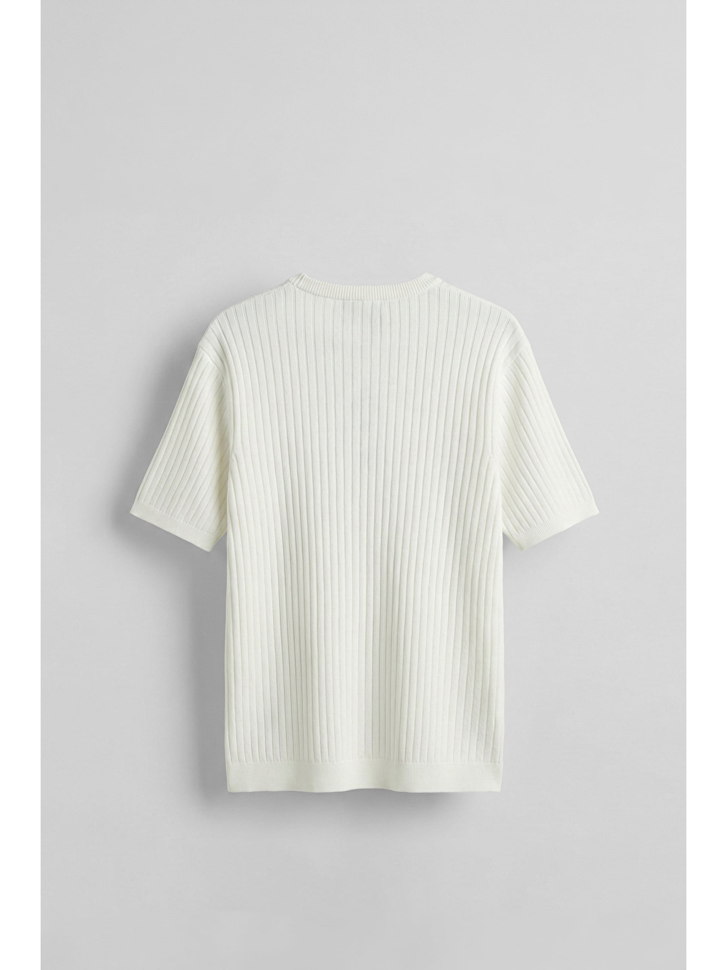 Erkek Regular Fit  Premium Fitilli Triko T-Shirt Ekru-1