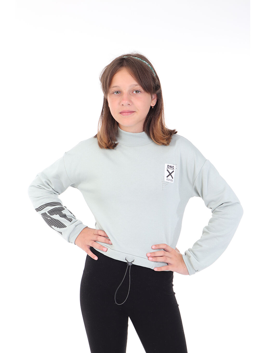 Toontoykids Yeşil Kız Çocuk Baskılı Sweatshirt