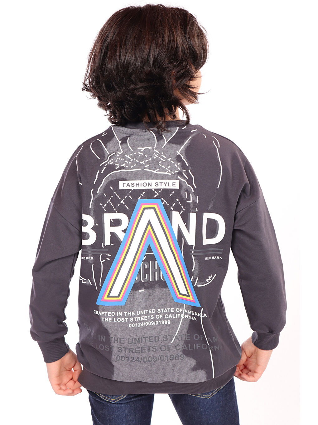 Antrasit Erkek Çocuk Baskılı Sweatshirt-1