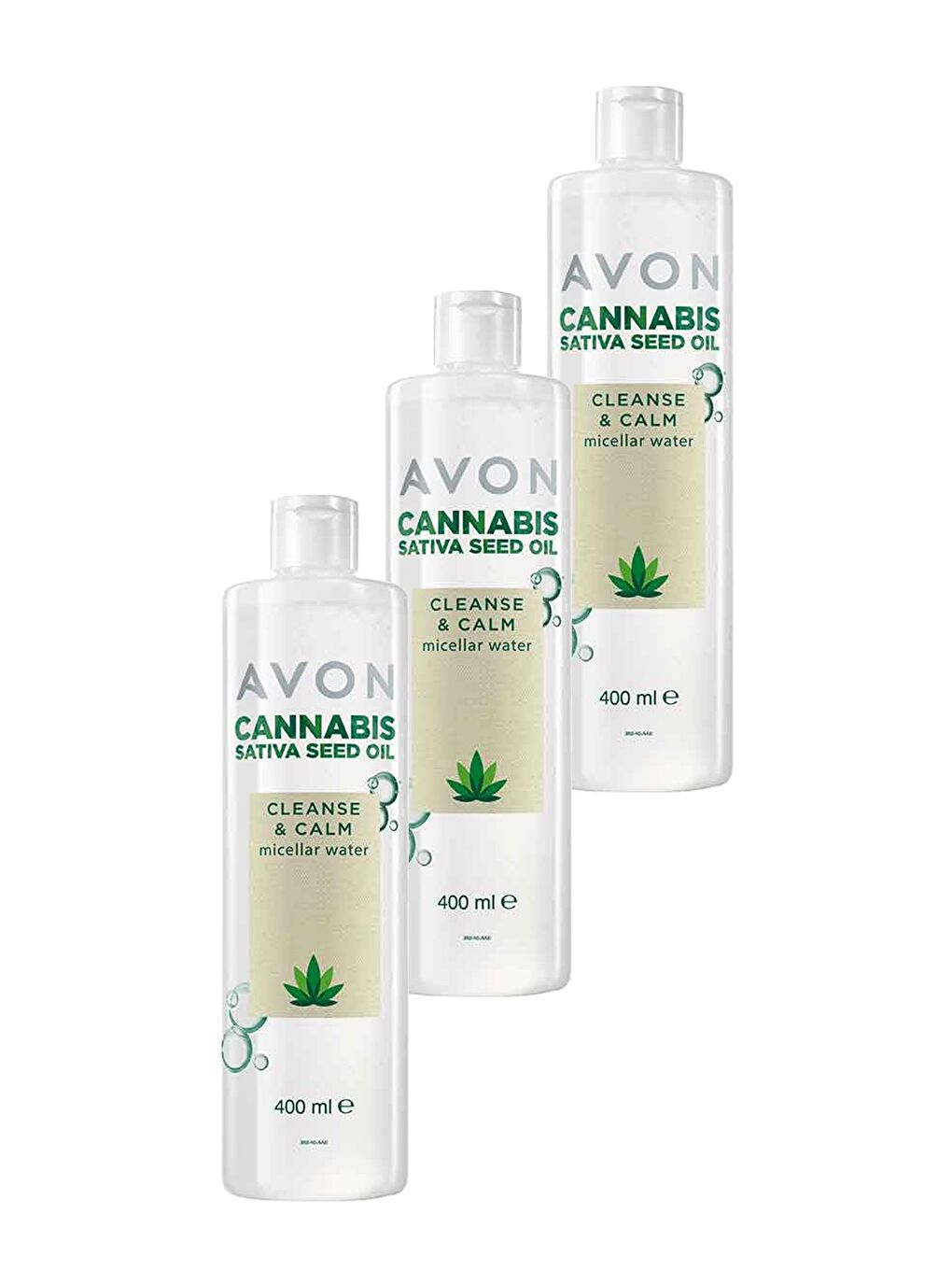 AVON Renksiz Cannabis Sativa Tohumu Yağı Micellar Cilt Temizleme Suyu 400 Ml. Üçlü Set