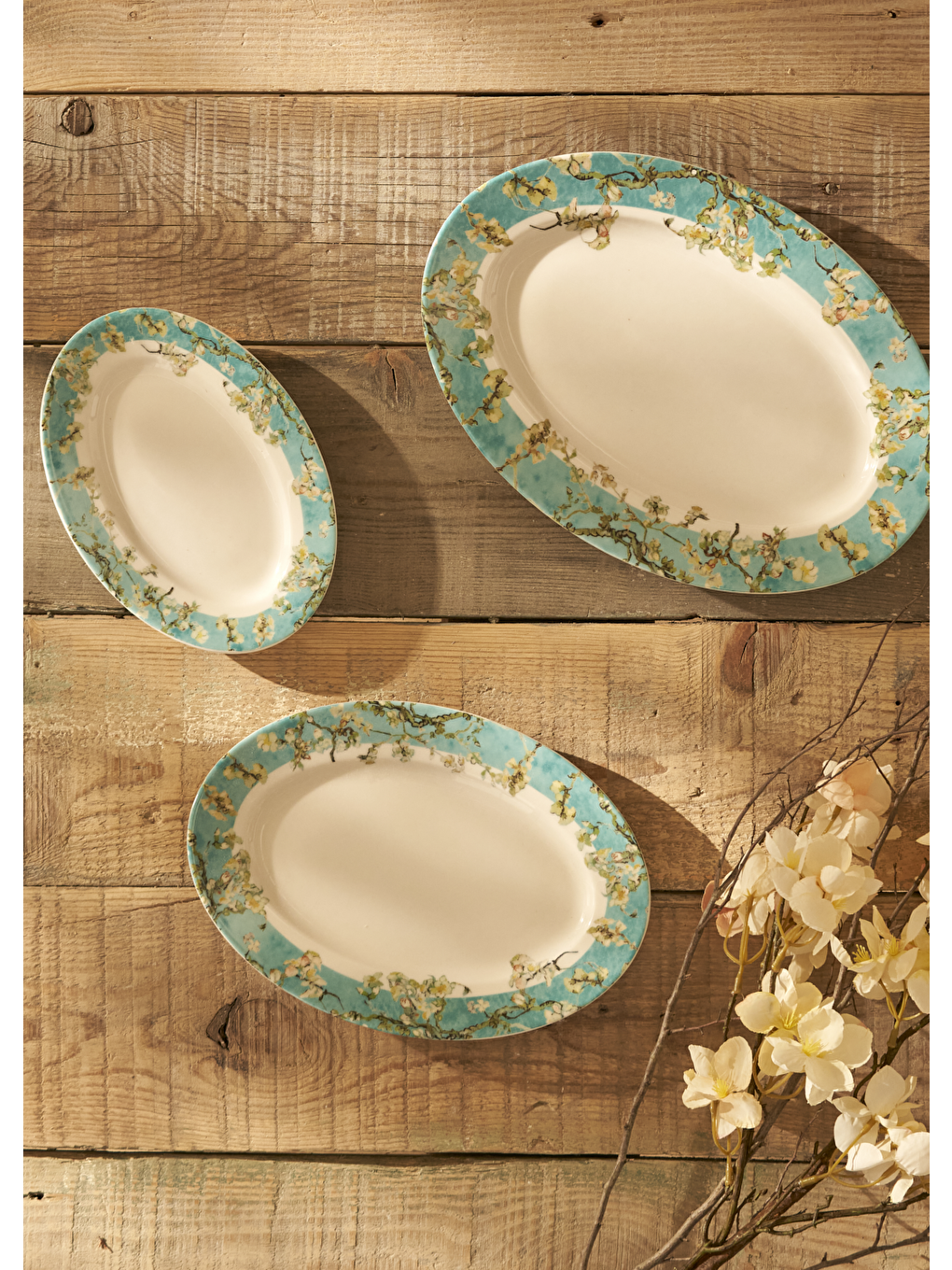 Van Gogh Almond Blossom Porselen Sunum Tabağı Turkuaz (25 Cm)-4
