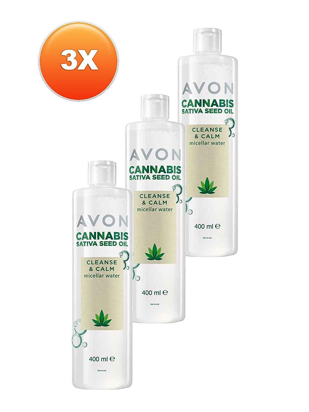 AVON Renksiz Cannabis Sativa Tohumu Yağı Micellar Cilt Temizleme Suyu 400 Ml. Üçlü Set - 1