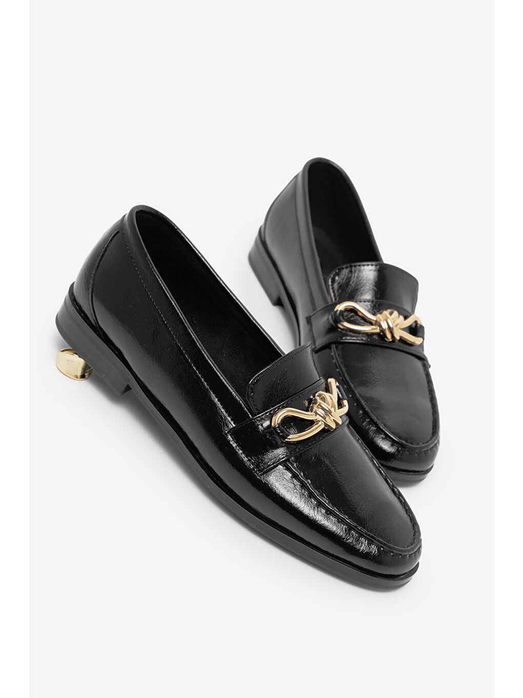 Kadın Siyah Kadın Klasik Loafer Toka Detayl Babet Günlük  Babet-2