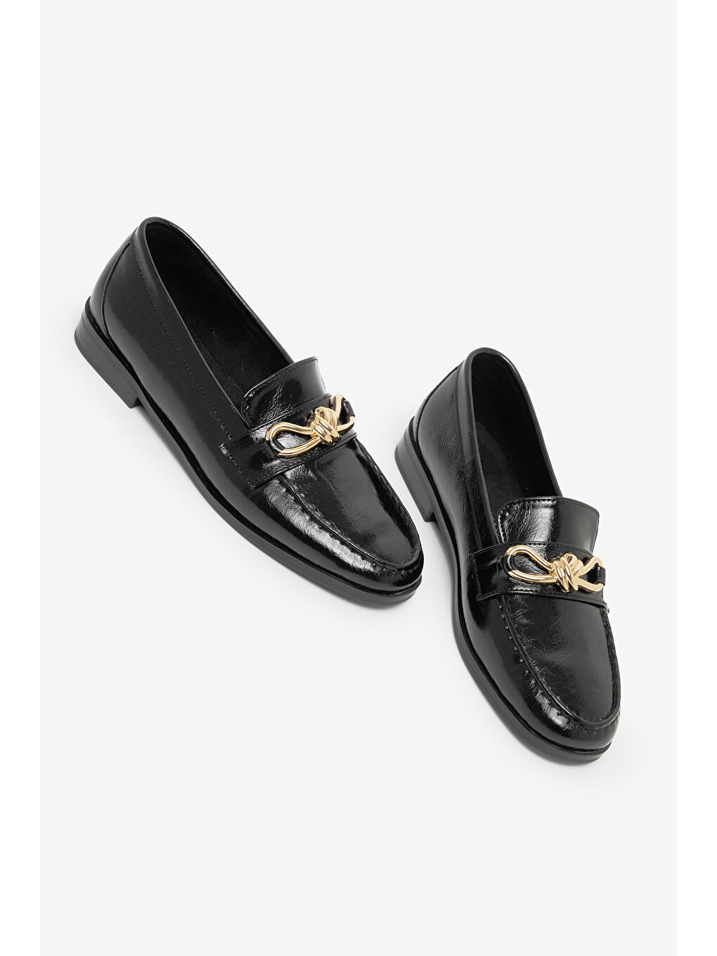 Kadın Siyah Kadın Klasik Loafer Toka Detayl Babet Günlük  Babet-3