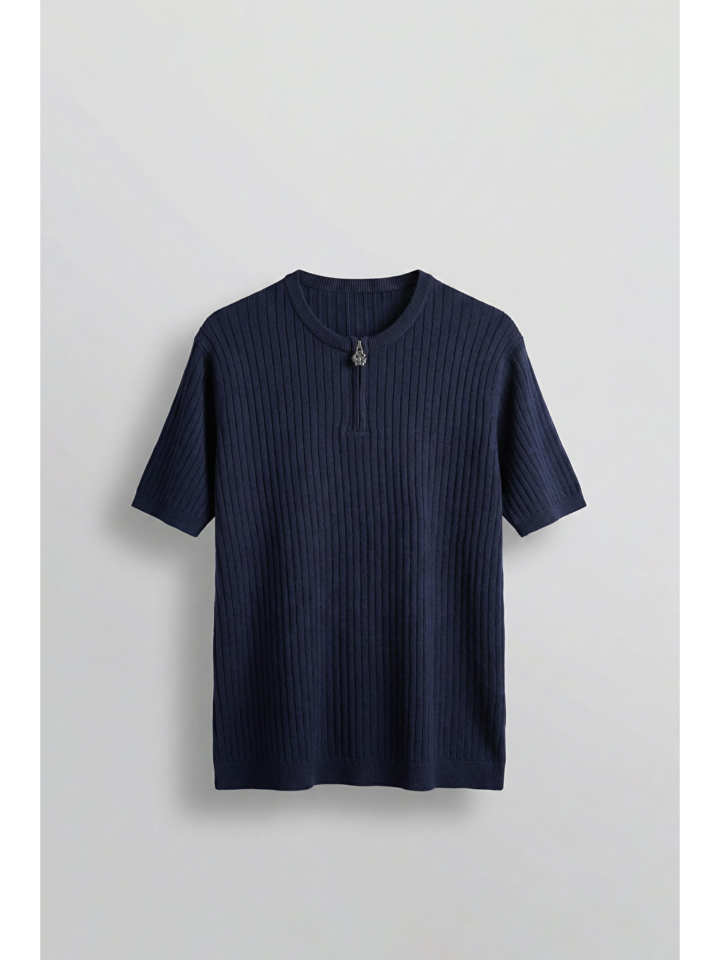 Erkek Regular Fit  Premium Fitilli Triko T-Shirt Lacivert