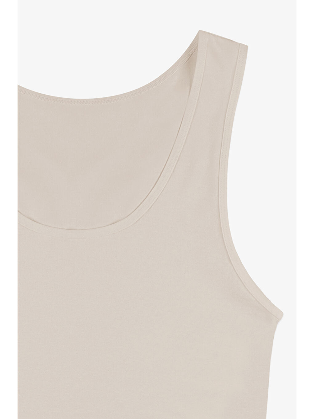 Ekru Kadın Kalın Askılı Pamuklu İkili Atlet-3