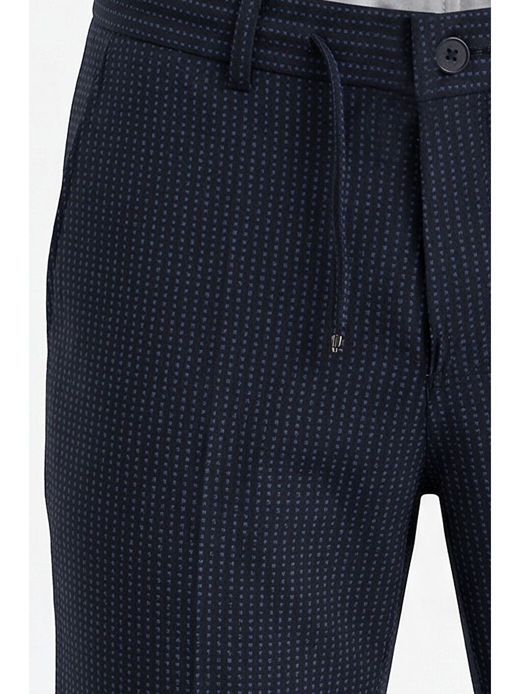 Giotelli Erkek Lacivert Dar Kesim Slim Fit Dokuma Yan Cep Lastikli Bel Pantolon-3