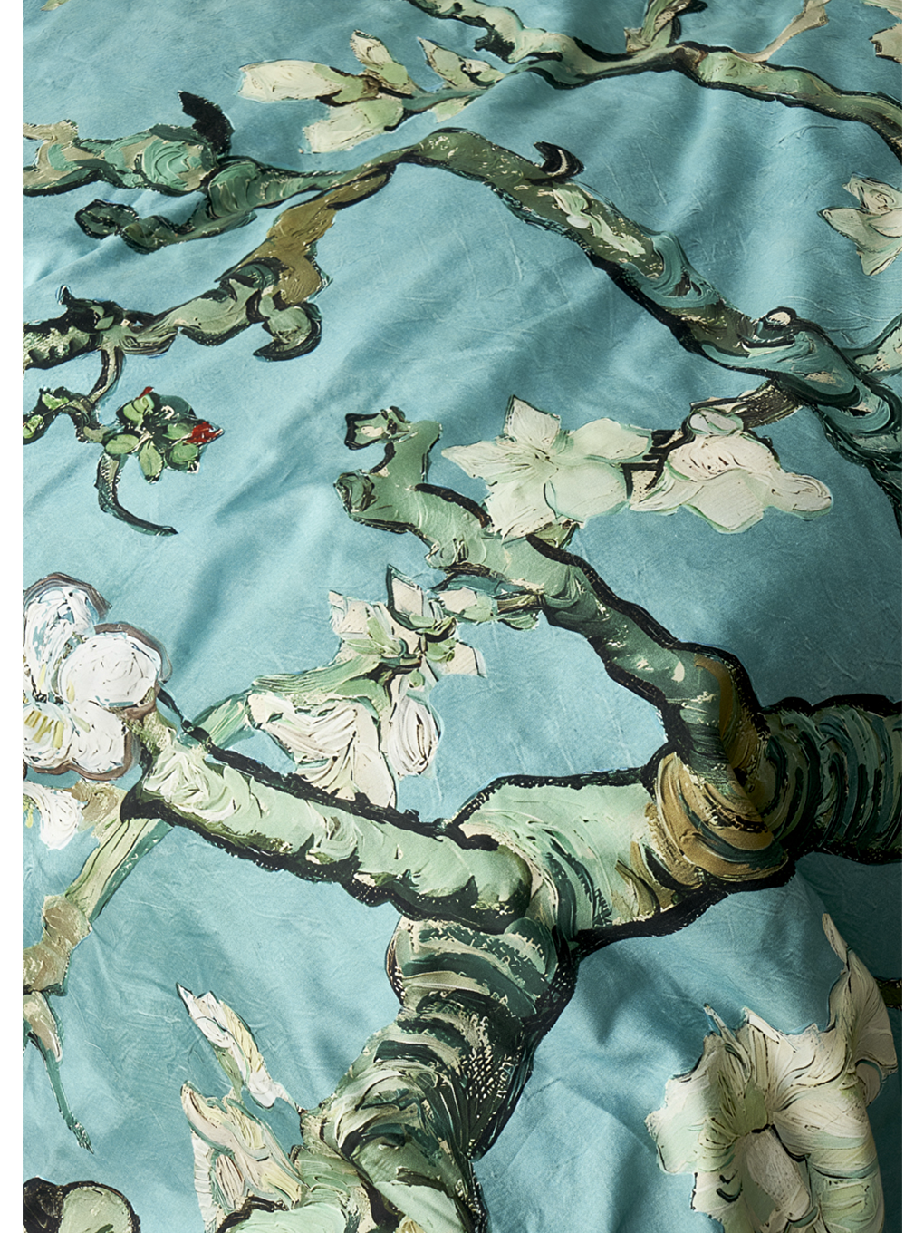 %100 Pamuk Saten Van Gogh Almond Blossom King Size Nevresim Takımı Turkuaz (240x220 Cm)-4