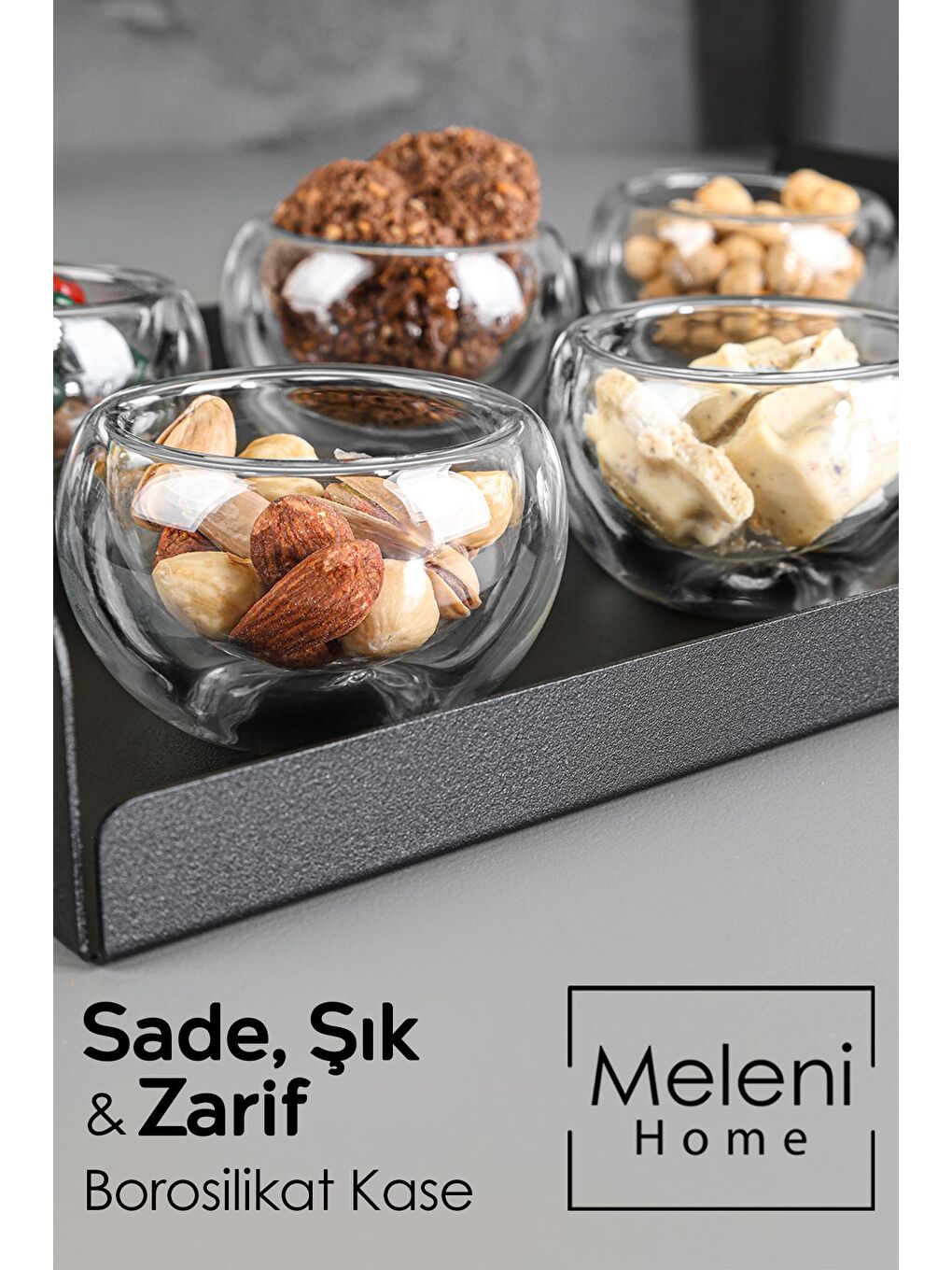 Renksiz 6'lı Çift Cidarlı Sosluk Seti Borosilikat Cam Reçellik İkra mlık Sunum Kasesi Kahvaltılık Set 50 ml-3