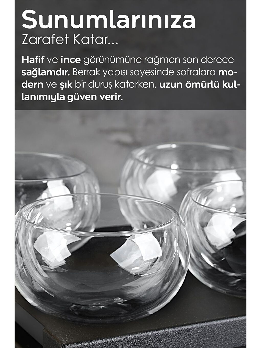 Renksiz 6'lı Çift Cidarlı Kahvaltılık Seti Borosilikat Cam Sofra Sunum Kasesi Sosluk Reçellik Kase 250 ml-4