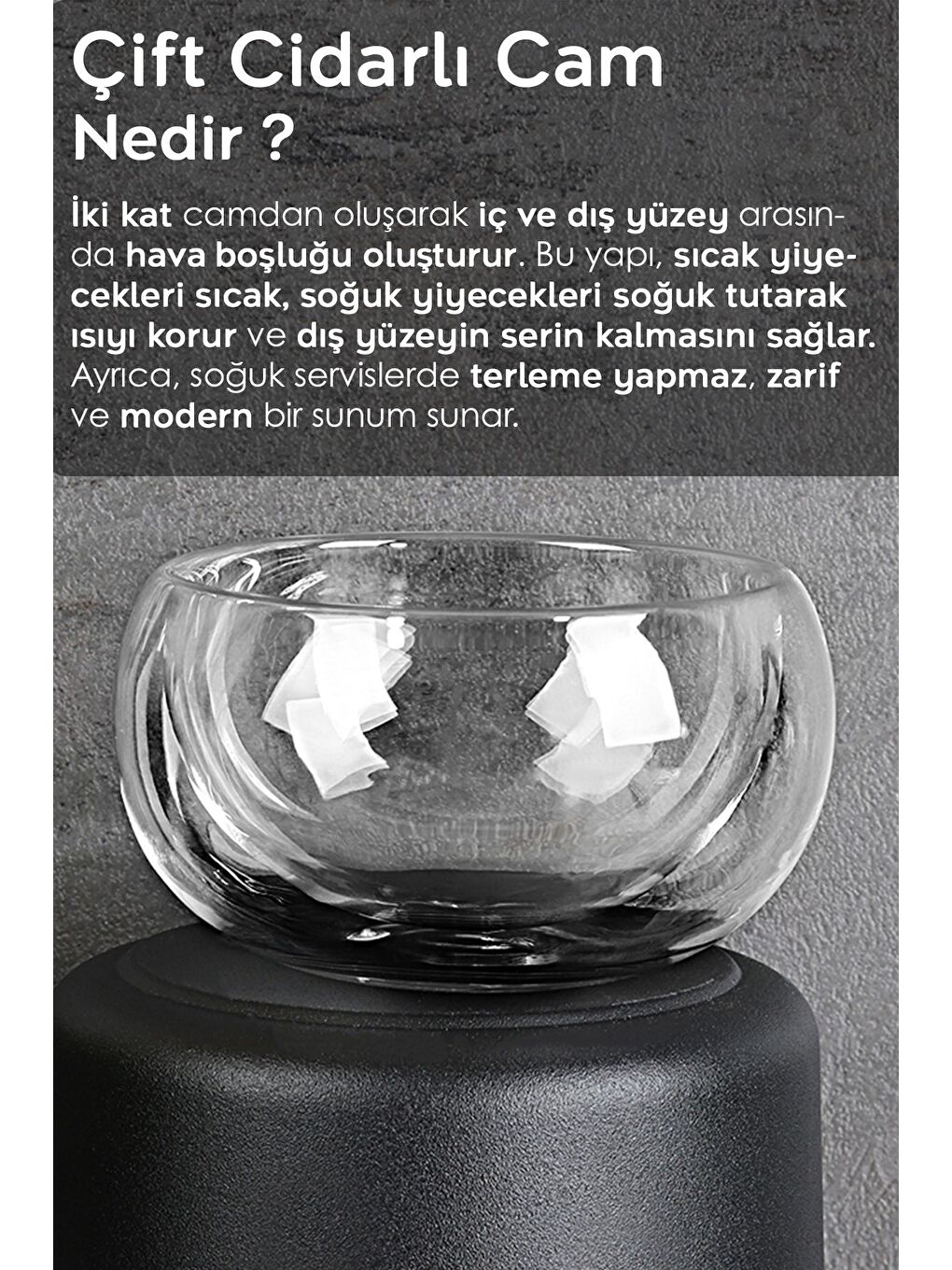 Renksiz 6'lı Çift Cidarlı Kahvaltılık Seti Borosilikat Cam Sofra Sunum Kasesi Sosluk Reçellik Kase 250 ml-5