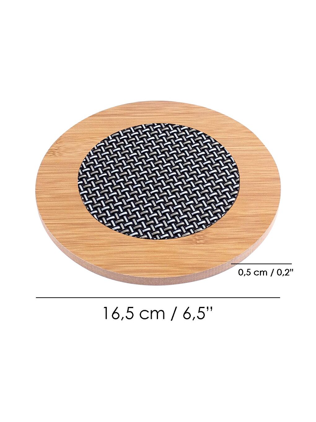 Bej Ahşap Kaydırmaz Tava Tencere Çaydanlık Altlığı Yuvarlak Kaymaz Taban Ahşap Nihale-4
