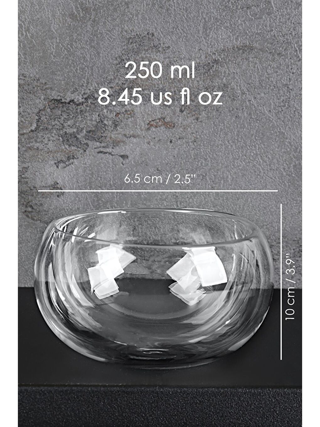 Renksiz 6 Adet Çift Cidarlı Çerezlik Kase Borosilikat Cam Kahve Yanı Sunum Kasesi İkra mlık Loku mluk 250 ml-6